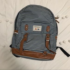 Benrus Navy Striped Full Size Backpack